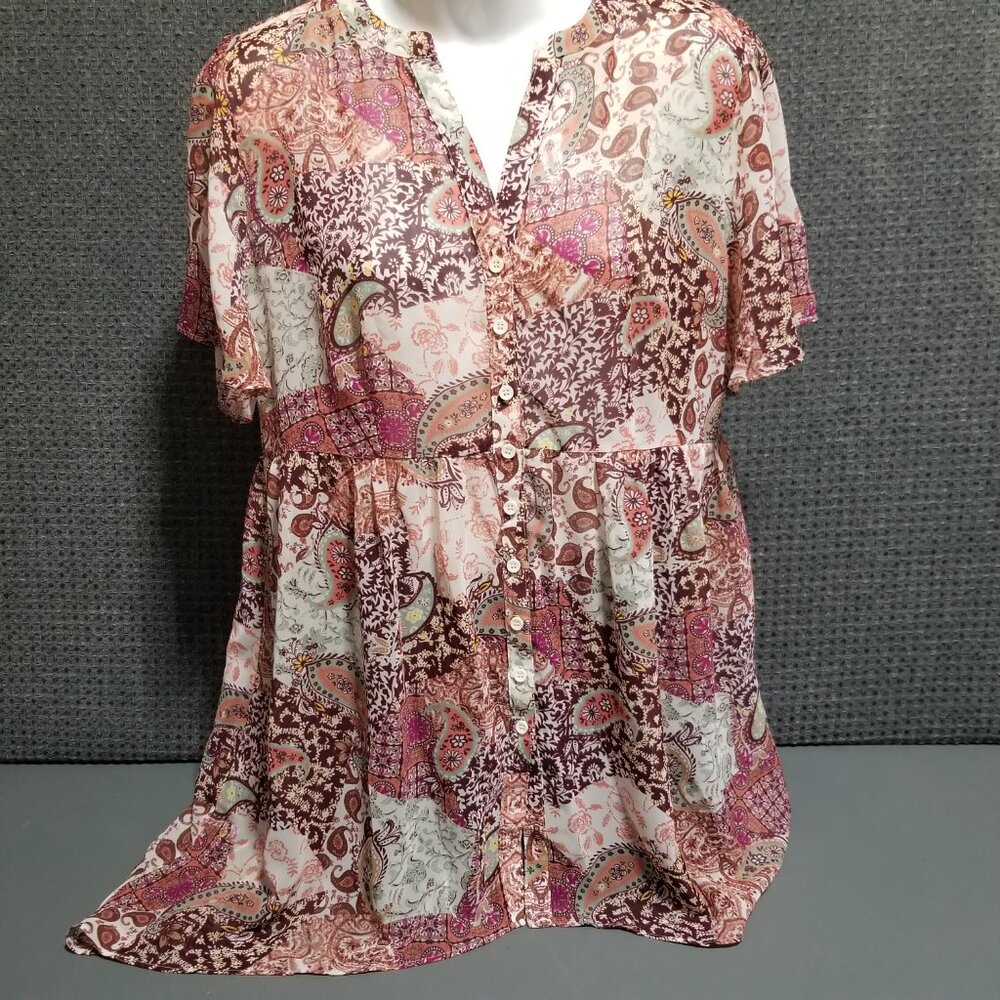 Est 1946  Paisley Short Sleeve Shirt Blouse Women's Medium
